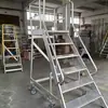 Escada de Degraus em Liga de Alumínio para Subir, Destacável com Corrimão, Escada Móvel Industrial em Liga de Alumínio com Rodízios Retráteis