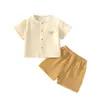 Conjunto de Gaze para Bebê, Roupas de Casa para Bebê, Tops e Shorts de Algodão Puro de Camada Dupla com Manga Curta, Roupas de Verão com Ar Condicionado para Crianças Meninas