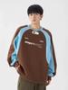 Hip hop retrô americano costurando nicho solto oversize suéter de pescoço redondo masculino e feminino outono e inverno mid-length top fashion