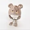 Toucas de Inverno Fofas para Meninos e Meninas, Toucas Quentes de Pelúcia para Bebê, Desenho Animado Fofo com Orelhas Redondas, Toucas Espessas para Proteção de Orelhas