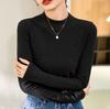 Camiseta Térmica Ankela Red Velvet para Mulheres, Novo Modelo Outono e Inverno 2026, Gola Semi Alta, Forrada com Fleece, Corte Ajustado, Top Quente de Manga Longa
