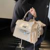 Bolsa de Mão Kelly Texturizada Tendência de Luxo Coreana Nova Moda Primavera 2026 Bolsa de Ombro Simples de Nicho Bolsa Transversal