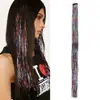 Peruca com Fios Coloridos de Lantejoula e Foil para Tingimento de Orelha, Extensão de Cabelo de Uma Peça, Extensão de Cabelo com Presilha BB