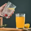 Copo de Vidro Girassol Retrô Escandinavo Borda Dourada em Relevo Copo de Bebida de Alto Valor 300ml Copo Pequeno para Presente de Abertura