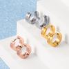 Pendientes Dobles Esféricos Retro Nuevos para Mujer Pendiente Transfronterizo Europeo y Americano No Descolorante Acero Inoxidable Nicho Hebilla de Oreja Simple