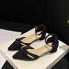 Sandalias Baotou para mujer, venta al por mayor, verano 2025, novedad, estilo hada, viento, tacón grueso, puntiagudo, hueco, Joker con falda, zapatos