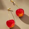 Aretes de Cereza Roja Vino Cereza para Mujer, Diseño Único, Aretes Frescos y Dulces, Joyería al por Mayor