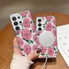 Funda de Teléfono Rosa Ins de Rose de Venta Caliente Japonesa y Coreana para Samsung S24 Estilo Dulce S25 Ultra Cubierta Protectora Magnética Transparente