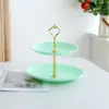 Exhibidor de Adornos para Mesa de Postres de Tres Niveles Soporte para Pastel para Fiesta de Boda y Cumpleaños Set de Mesa para Postre, Dulces y Té Plato para Fruta