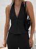 Diseño Versátil Estilo Francés Conjunto Cruzado sin Espalda 2026 Nuevo Más Vendido Ajustado al Cuerpo Nicho Escote en V Conjunto de Dos Piezas para Mujer