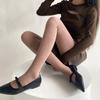 Leggings de Algodón con Pies Nuevos de Otoño e Invierno para Mujer, Algodón Peinado Liso, Color Sólido, Medias Grises Simples Versátiles para Primavera y Otoño