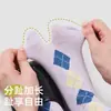 Calcetines Casuales de Punto Otoño-Invierno con Patrón de Diamantes y Dedos Separados, Calcetines de Algodón de Caña Media sin Costuras de Dos Dedos Estilo Universitario Británico para Mujer, Tabi