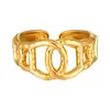 Estilo Ins Europeo y Americano Nueva Moda Anillo con Forma de Corazón de Acero Inoxidable Forma Especial Chapado en Oro Real Anillo Ajustable de Boca Viva Joyería