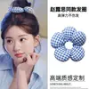 Diadema de Flores a Cuadros del Mismo Estilo de Zhao Lusi, Cuerda para el Cabello con Flor de Cabello Tridimensional, Accesorio para el Cabello, Diadema Rellena de Algodón, Cuerda Dulce para el Cabello
