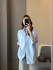 ¡Zedaijiai 100% algodón! Camisa de mujer de color liso, holgada, de manga larga, exquisitamente confeccionada con cintura plisada, refrescante y relajada.