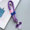 Cuerda Corta de Dopamina Correa para Teléfono Móvil Correa de Muñeca Combinación de Colores Coloridos Colgante Llavero de Corazón Cuerda Corta Fuerte Anti-Pérdida