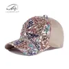 Gorra de Béisbol Colorida de Lentejuelas de Moda Estilo Coreano para Mujer, Gorra de Sol para Exteriores de Verano, Gorra de Malla para Playa, Tendencia