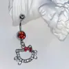 Joyería de perforación transfronteriza de Amazon explosiones dibujos animados de gato anillo para ombligo circón personalidad perforación venta caliente nuevo