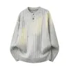 Outono/Inverno 2026 Novidade Tricô Pulôver Estilo Preguiçoso Americano Masculino Tendência Casual Solto Suéter de Tricô Henley Masculino
