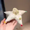 Clip de Estrella de Algodón Suave y Colorido de Puntos Estilo Dulce de Chica Corazón Girly Flor de Bola en la Cabeza Accesorio para el Cabello