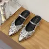 Zapatos Mule Franceses de Suela Plana que Aumentan la Altura, Cubre-dedos, Medio Abiertos 2026 Estilo Nuevo de Moda Calzado Exterior Chanclas Plateadas Mary Janes Zapatos de Mujer