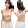 Camisola de algodón irregular sin espalda para mujer, con almohadilla para el pecho, ropa exterior, bonita parte superior con tirantes huecos en la espalda, ropa interior sexy envolvente para el pecho