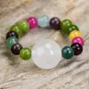 Anillos Artesanales de Piedra Natural con Cuentas de Alta Venta Transfronteriza para Mujer, Anillos Lisos de Ágata de una Sola Cuenta, Turmalina de Colores, Joyería Europea y Americana
