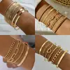 Joias Transfronteiriças Europeias e Americanas Pulseira de Corrente Simples Personalizada Pulseira Aberta Geométrica Brilhante Moda Retrô Conjunto de Pulseiras