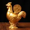 Adornos de Gallo del Zodíaco de Latón, Gallo Atractor de Riqueza para Decoración de Sala de Estar en Casa, Adorno Auspicioso Giratorio de Mano