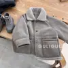 Ropa para niños, ropa para niños, colección de invierno 2026, chaqueta de una pieza tipo motociclista gruesa con forro polar, moderna y elegante, para niños