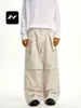 Pantalones Cargo de Pierna Recta Multibolsillos Estilo Streetwear Americano para Hombres y Mujeres, Pantalones Largos tipo Paracaídas de Corte Holgado con Diseño de Pliegues de Moda