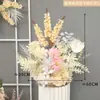 Decoración de boda color champán flor de simulación arreglo floral de suelo flor de guía de carretera rincón de flores flor de escenario de boda auditorio hotel arreglo floral
