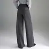 Pantalones de lana anchos y modernos para mujer, nuevo estilo otoño e invierno 2026, de cintura alta, corte holgado, adelgazantes, pantalones casuales con una bonita caída