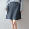 Novedad Otoño/Invierno 100% Lana Pura Color Sólido Falda Corta de Tres Cuartos Falda Recta Corta de Cintura Alta para Mujer Falda de Lana Línea A