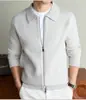 Suéter de punto cárdigan grueso de peso pesado de 660 g con solapa, chaqueta suéter gruesa y elegante para hombre, versátil y cómoda, disponible para venta al por mayor