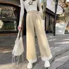 Pantalones de maternidad 2026 primavera y otoño nuevo estilo pantalones rectos con cordón sin soporte para el vientre, pantalones anchos de moda casual con ribete de encaje