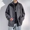 Camisa retro americana con textura de bambú para hombre, estilo primavera y otoño, corte holgado, camisa casual de pana de moda