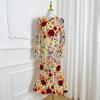 2025 Moda Transfronteiriça Indústria Pesada Boutique Cor Bordado Feito à Mão Flor Tridimensional Justa Cauda de Peixe Vestido de Temperamento