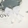 Llavero de Super Hada Estilo Coreano con Lazo de Cinta Blanca y Perla, Llavero Colgante de Encaje Dulce de Nicho para Bolso