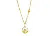Nuevo Collar Vietnamita de Oro Arena Estilo Chino Retro Hueco Redondo Buda Barrigón Bendición Cadena para Clavícula Joyería de Moda para Mujer Venta al por Mayor