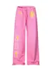 Calça moletom casual feminina estilo rua americana, estampa cruzada, novo modelo verão 2026, modelagem solta, calça pantalona reta moderna