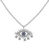 Anel Colar Brincos de Prata Esterlina S925 Olho do Diabo para Mulheres Alto Padrão Olho Azul Design com Zircônia Conjunto Feminino