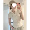 Camisa polo de lapela slim fit com logo de pônei bordado camiseta branca simples feminina manga curta