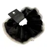 Scrunchie Veludo Pérola Negra Estilo Retrô Tendência Estilo Socialite Rabo de Cavalo Corda de Cabelo Durável