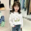 Camiseta de Manga Larga con Cuello Redondo de Algodón Puro para Niñas, Nuevo Estilo Primavera y Otoño 2026, Tallas Mediana y Grande, Bebé, Top Elegante con Estampado de Dibujos Animados