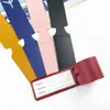 Etiqueta de equipaje de cuero PU de tira larga con tablero hueco para pase de abordar, con tarjeta de papel impresa, cuero engrosado de doble cara, con logo