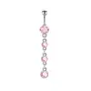 Nuevos Anillos para Ombligo Rosas con Lazo Estilo Europeo y Americano, Diversas Joyas para Piercing con Circonitas de Gran Venta, Accesorios para Anillos de Ombligo