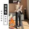 Calça de Lã de Cordeiro Plus Size 150kg Perna Larga para Mulheres Primavera/Verão 2026 Calça Esportiva Fina Cintura Alta Casual Reta Estreita