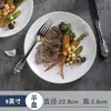 Salada disco profundo estilo nórdico cor sólida listrado prato louça louça simples placa de cerâmica casa atacado logotipo personalizado