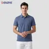 Camiseta de Verão Tecido Tecnológico de Seda de Gelo Secagem Rápida Costura Colada Sem Costura Manga Curta Masculina Sem Etiqueta Cor Sólida Camisa POLO Roupa de Trabalho Personalização